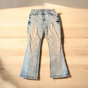 Flare Stretch Wide Leg Blue Jeans with Soft Denim